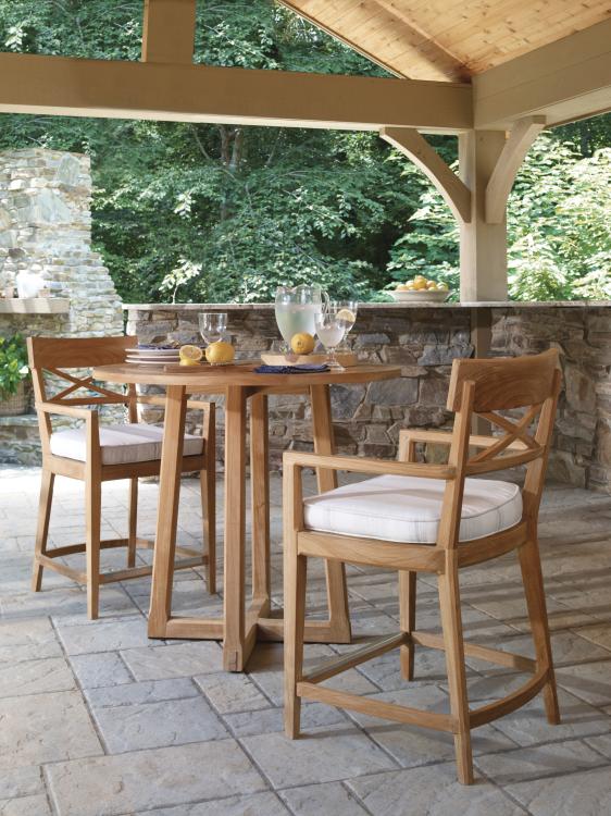 American Home Furniture Century Teak Bar Stool