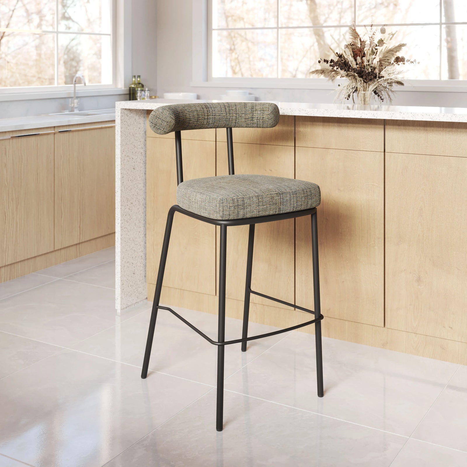 Zuo Kede Barstool Green Tweed BAR STOOLS + COUNTER STOOLS