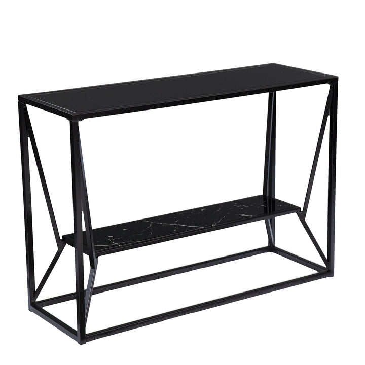 American Home Furniture | SEI Furniture - Argall Long Glass-Top Console Table