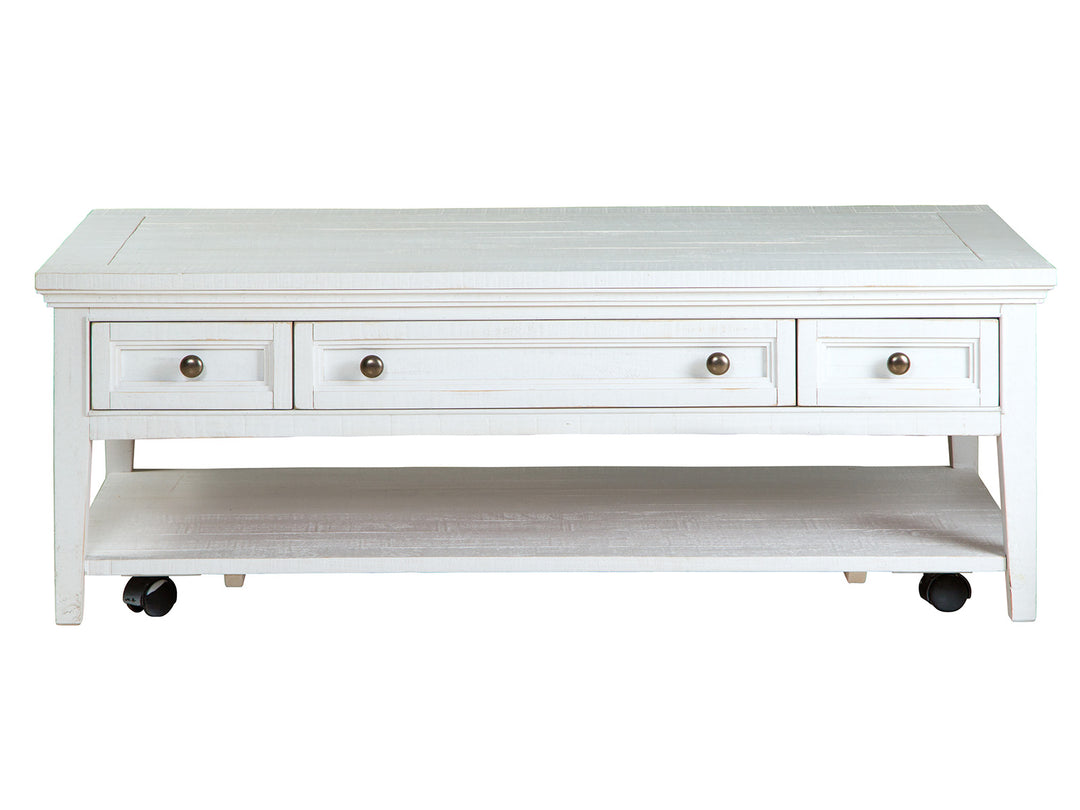 Heron Cove Chalk White Rectangular Cocktail Table With Casters - T4400-43