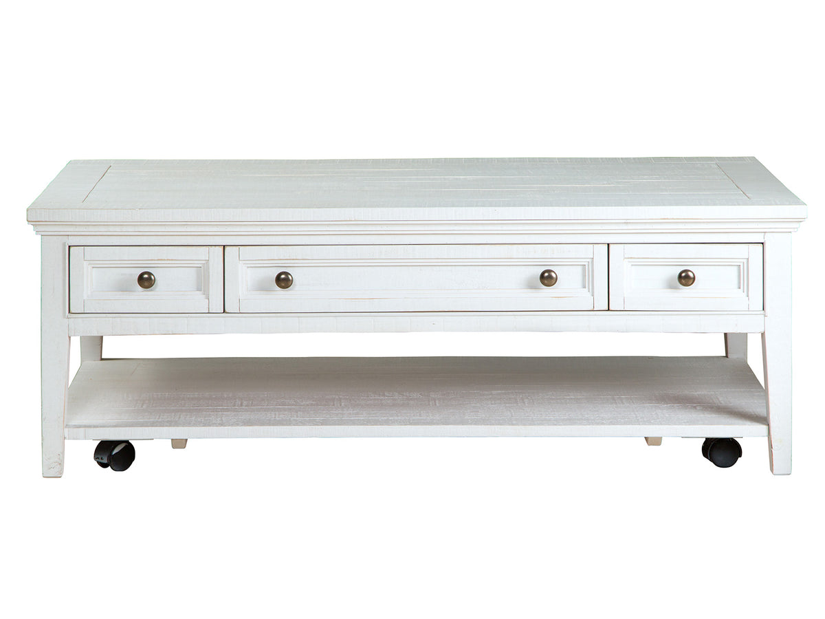 Heron Cove Chalk White Rectangular Cocktail Table With Casters - T4400-43