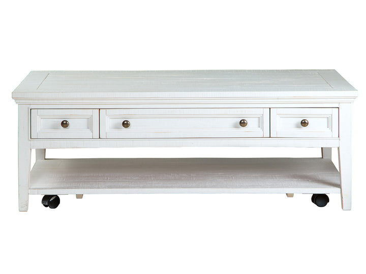 Heron Cove Chalk White Rectangular Cocktail Table With Casters - T4400-43