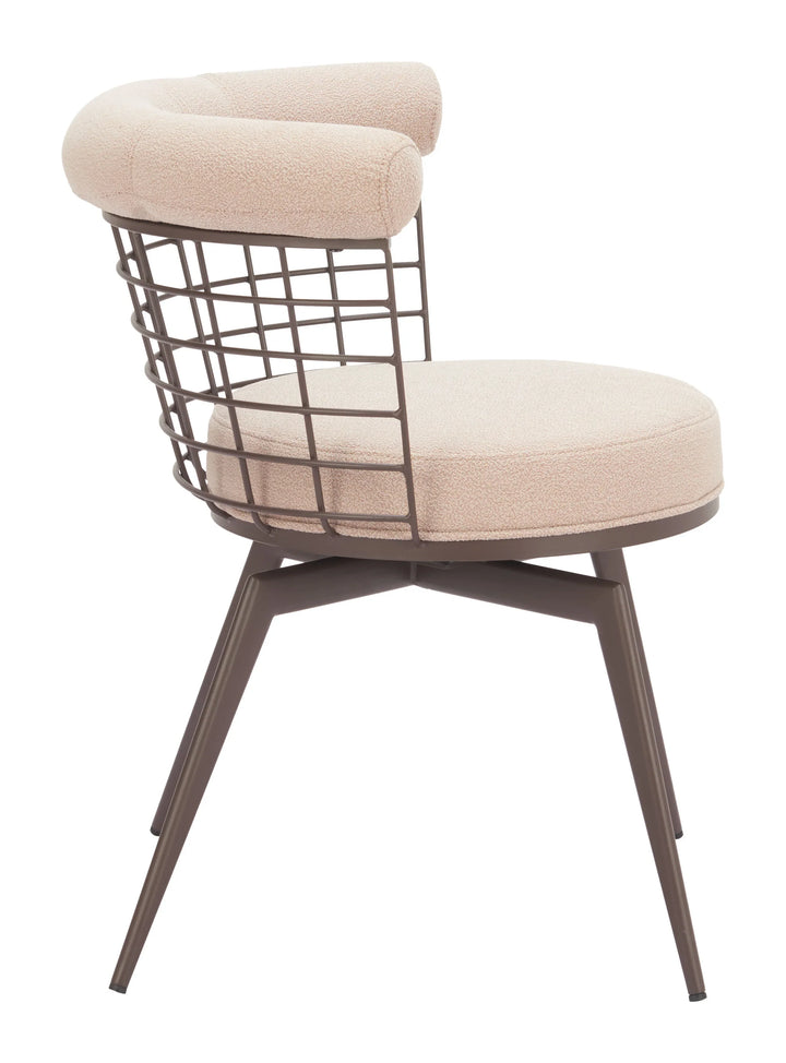 Saku Swivel Dining Chair Beige & Brown - AmericanHomeFurniture