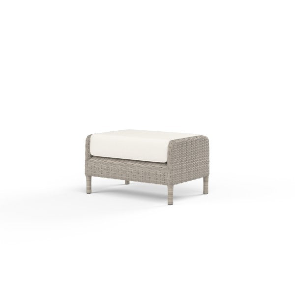 American Home Furniture | Sunset West - Manhattan Ottoman in Linen Canvas w/ Self Welt