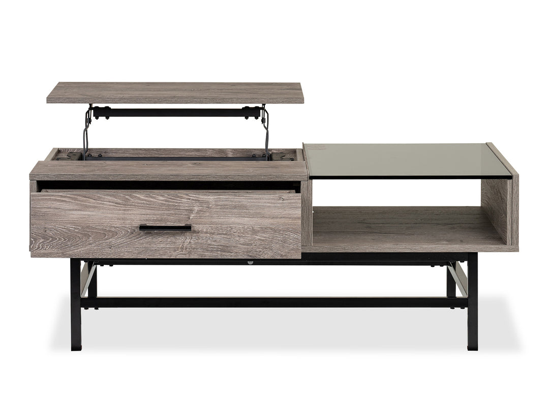 Fenwick Whitetail Brown And Smoke Glass Rectangular Lift Top Cocktail Table - T5962-51