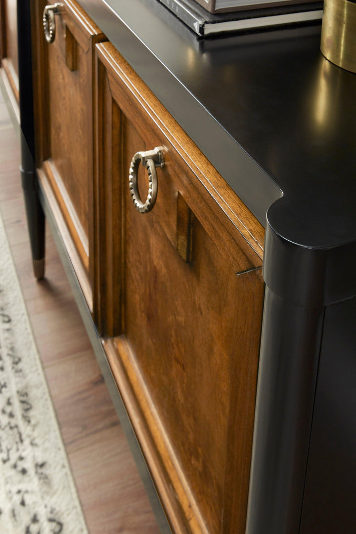 4-Door Mid-Century Modern Console with Shelves - AmericanHomeFurniture