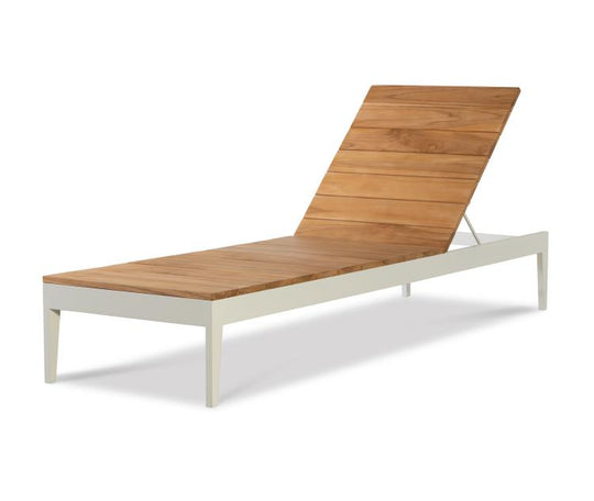 American Home Furniture Century Poolside Metal/Teak Reclining Chaise Lng