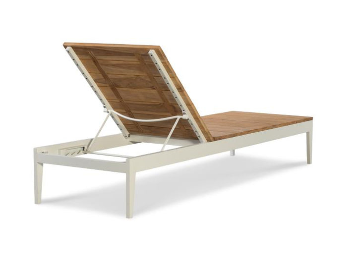 American Home Furniture Century Poolside Metal/Teak Reclining Chaise Lng