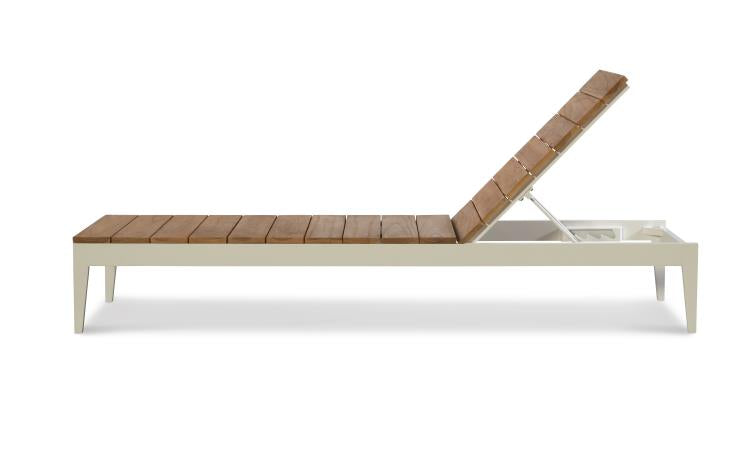 American Home Furniture Century Poolside Metal/Teak Reclining Chaise Lng