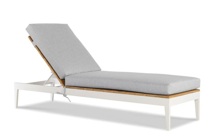 American Home Furniture Century Poolside Metal/Teak Reclining Chaise Lng