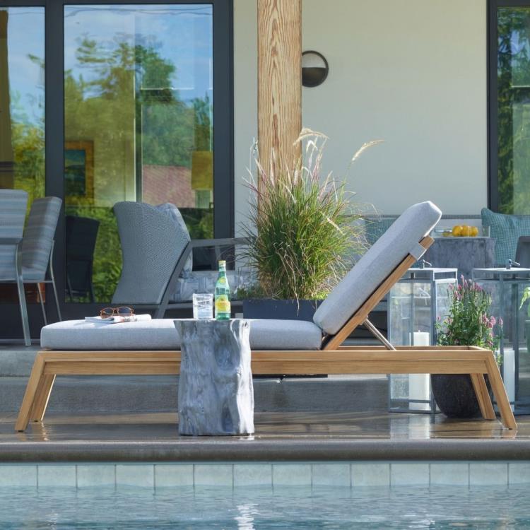 American Home Furniture Century Solera Poolside Teak Reclining Chaise Lounge