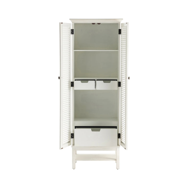 Tall White Shutter Door Cabinet - AmericanHomeFurniture