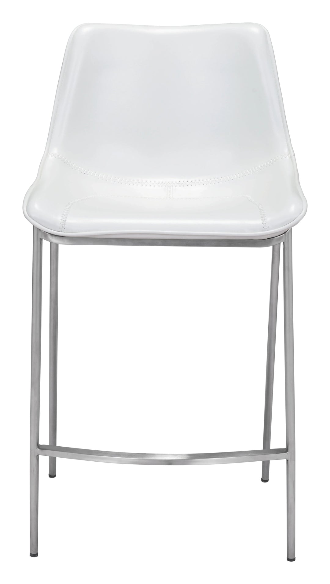 Magnus Counter Stool (Set of 2) White & Silver - AmericanHomeFurniture