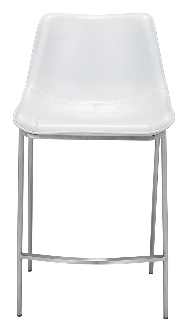 Magnus Counter Stool (Set of 2) White & Silver - AmericanHomeFurniture