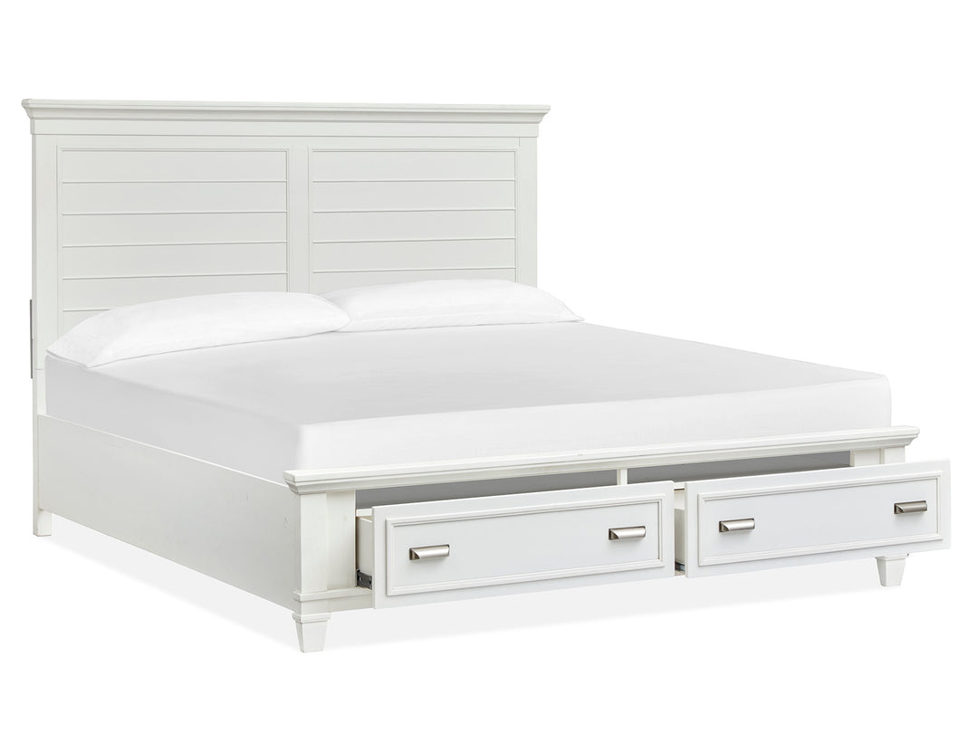 Charleston White Dove California King White Panel Storage Bed - B5611-75WH