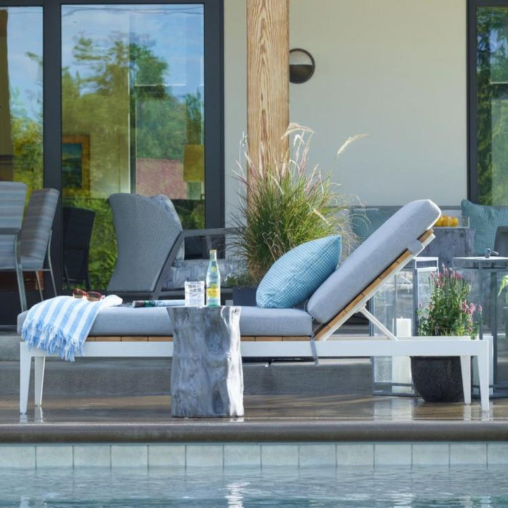 American Home Furniture Century Poolside Metal/Teak Reclining Chaise Lng
