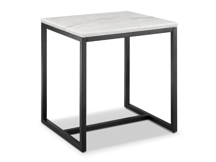 Torin White Marble And Matte Black Rectangular End Table - T5759-03