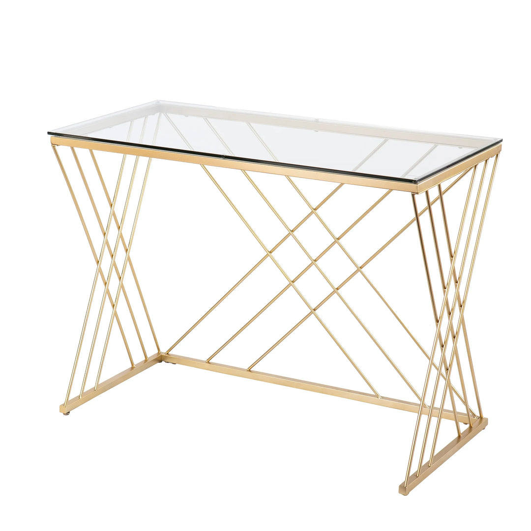Dezby Modern Glass-Top Desk - AmericanHomeFurniture
