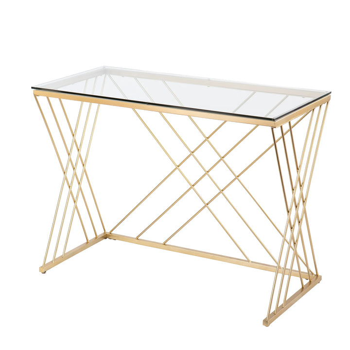 Dezby Modern Glass-Top Desk - AmericanHomeFurniture