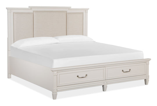 Willowbrook Egg Shell White King Panel Upholstered Storage Bed - B5324-65A