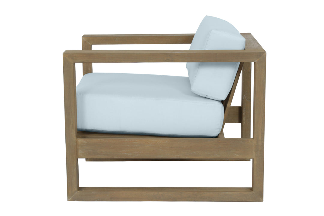 Coastal Teak Club Chair in Canvas Skyline, No Welt