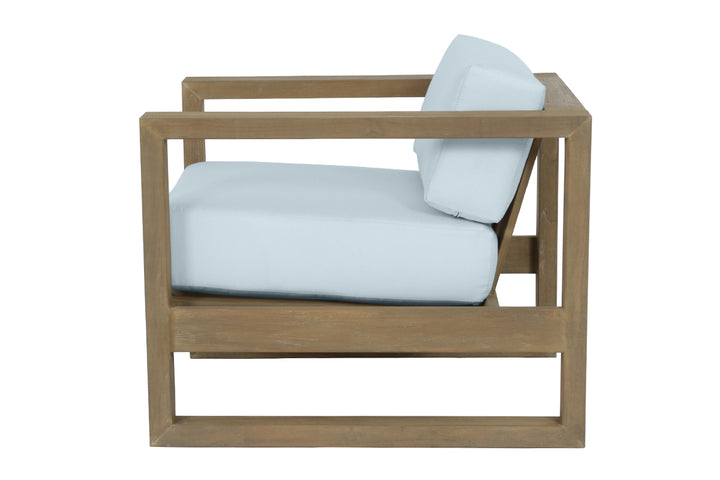 Coastal Teak Club Chair in Canvas Skyline, No Welt