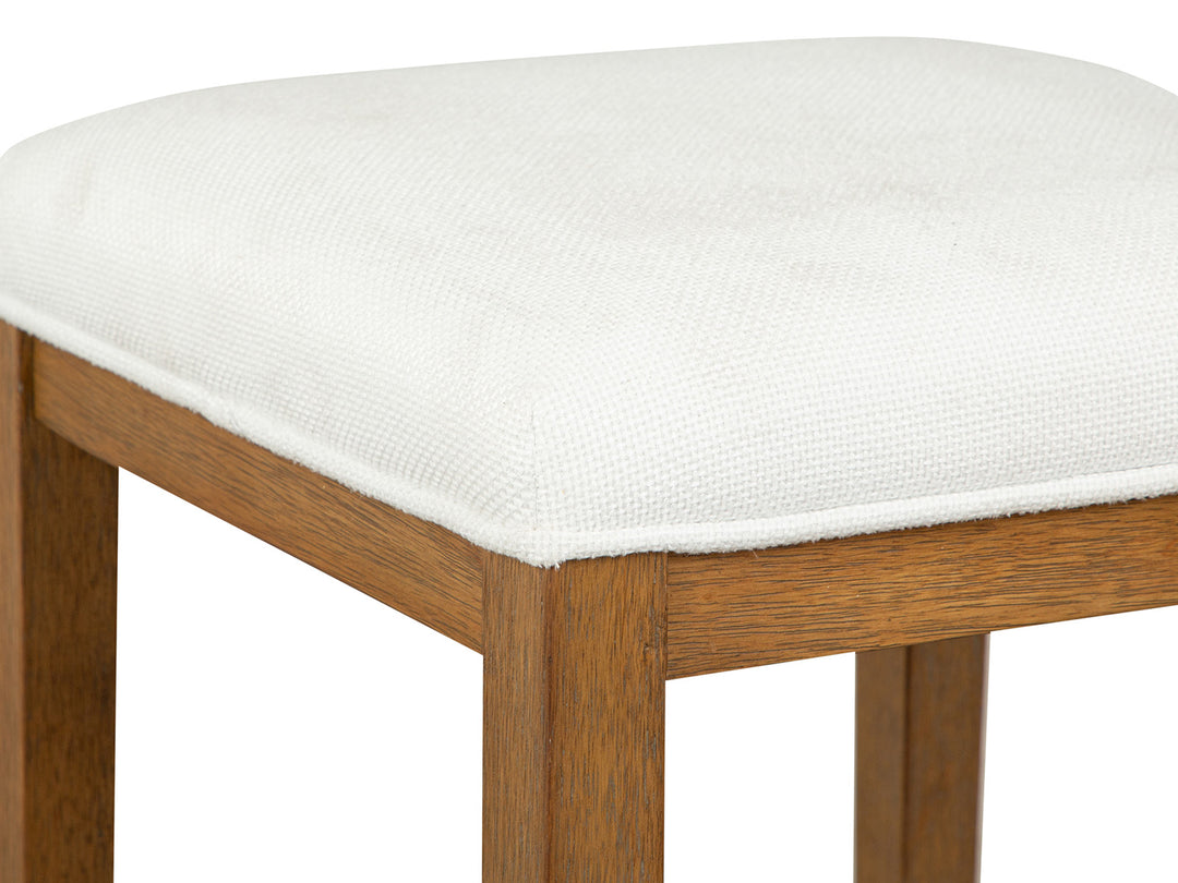 Lindon Belgian Wheat White Upholstered Stool - T5570-38W
