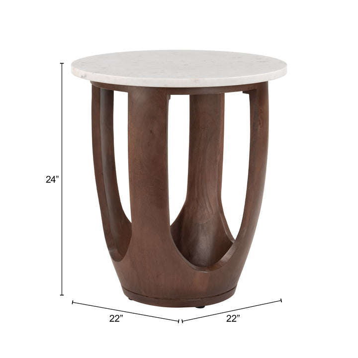 Vaan Side Table White & Walnut - 111039