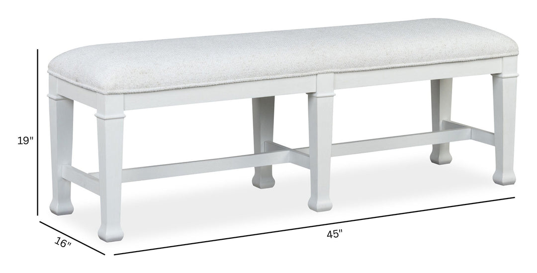 Kingston Whisper White And Cerused Nutmeg Bench - D6407-68