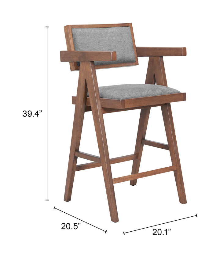 Delhi Counter Stool (Set of 2) Gray & Walnut - AmericanHomeFurniture