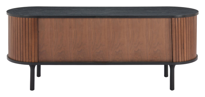 Koriana Entertainment Stand Black & Walnut - AmericanHomeFurniture