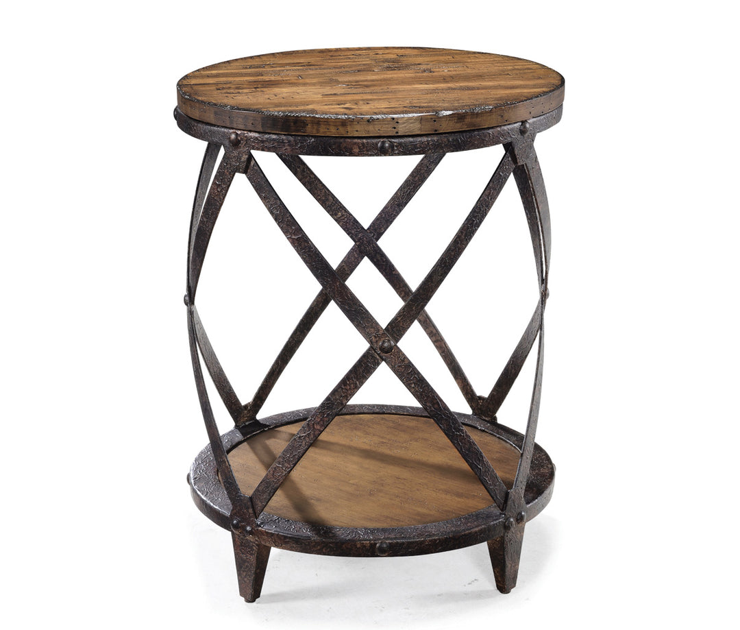 Pinebrook Distressed Natural Pine Round Accent Table - T1755-35