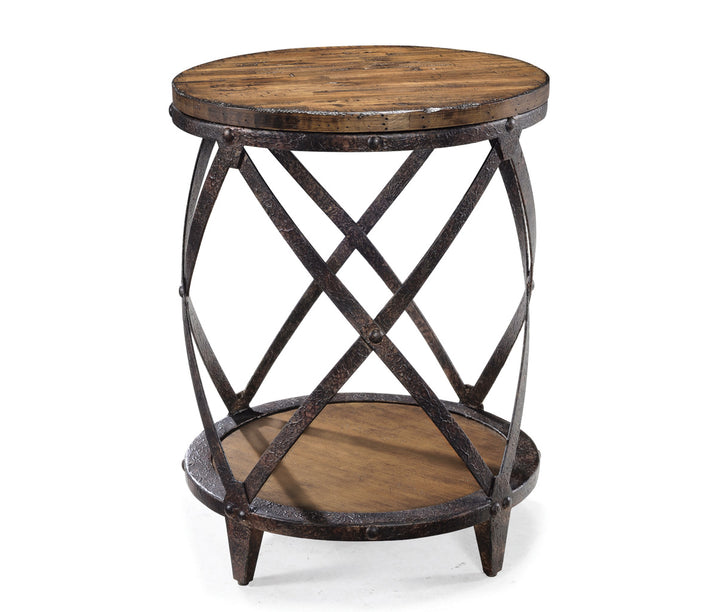 Pinebrook Distressed Natural Pine Round Accent Table - T1755-35