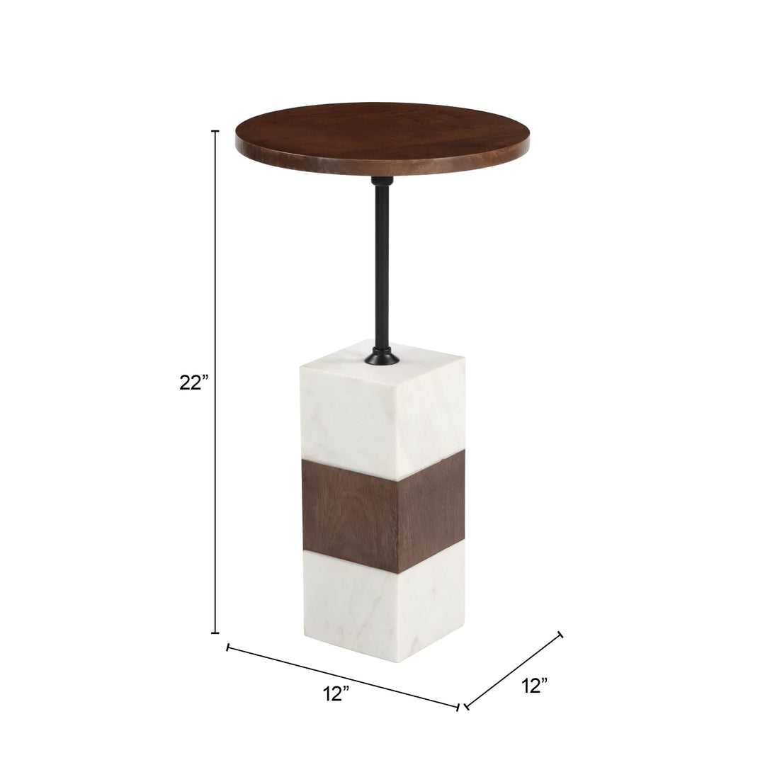 Stuk Side Table Brown & White - AmericanHomeFurniture