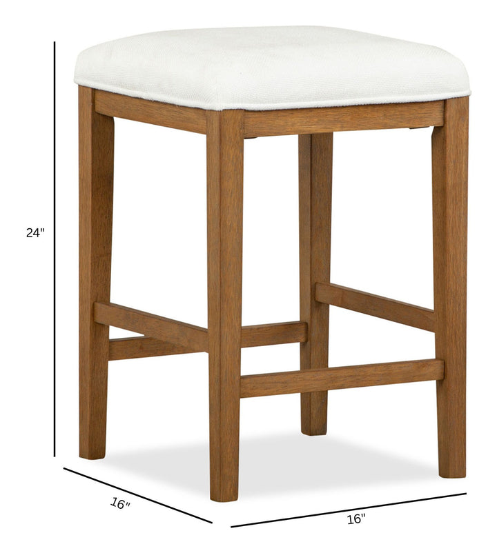 Lindon Belgian Wheat White Upholstered Stool - T5570-38W