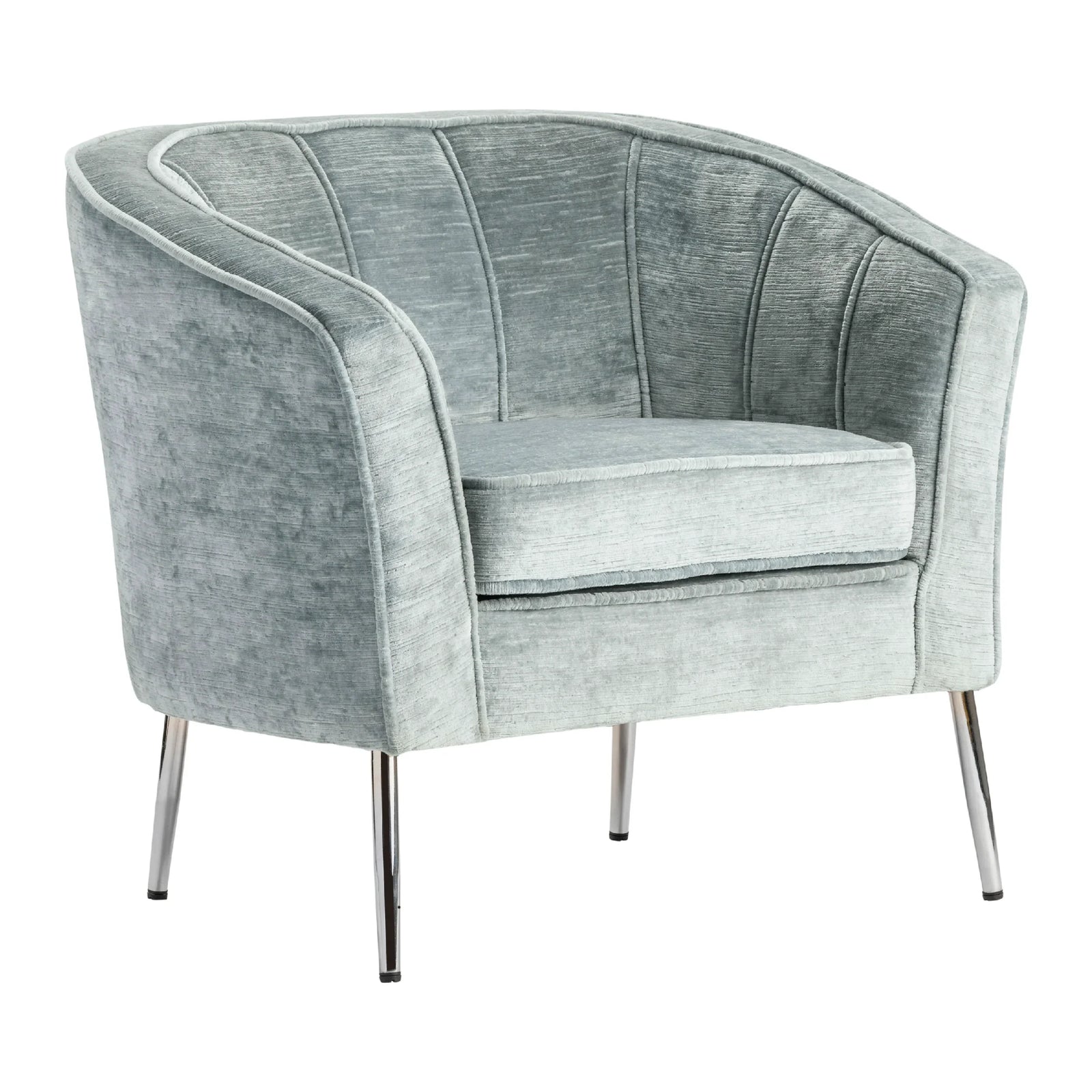 Crestview Collection Seafoam Barrel Chair With Chrome Tapered Legs Accent Chairs