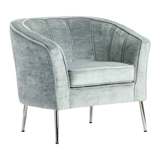 Crestview Collection Seafoam Barrel Chair With Chrome Tapered Legs Accent Chairs