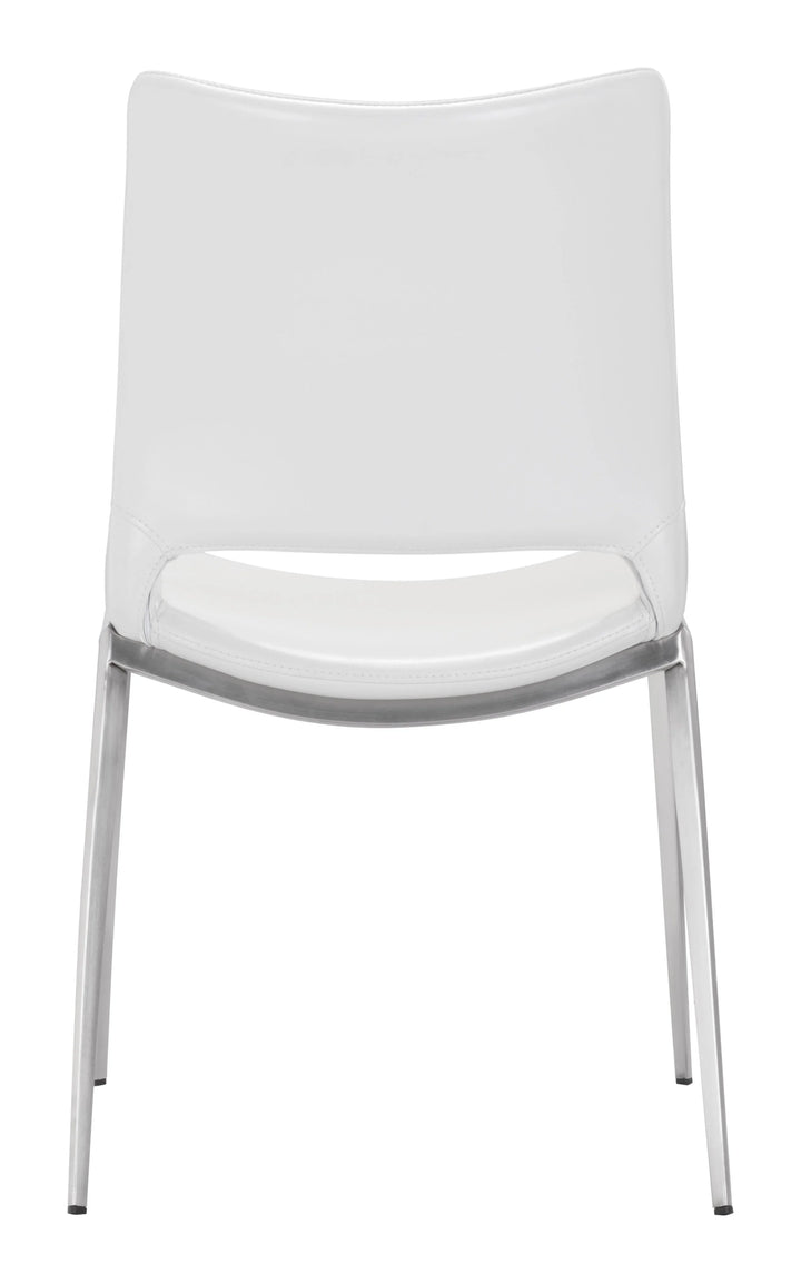 Ace Dining Chair (Set of 2) White & Silver - AmericanHomeFurniture