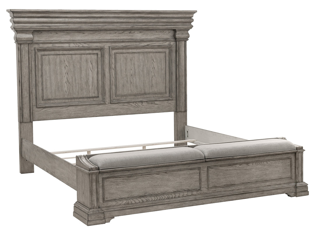 Madison Ridge Heritage Taupe California King Panel Bed With Blanket Chest Footboard - P091-BR-K6