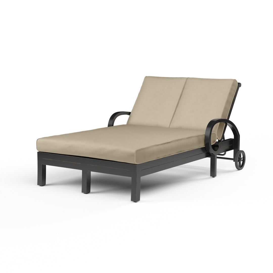 Monterey Double Chaise in Linen Stone w/ Selt Welt
