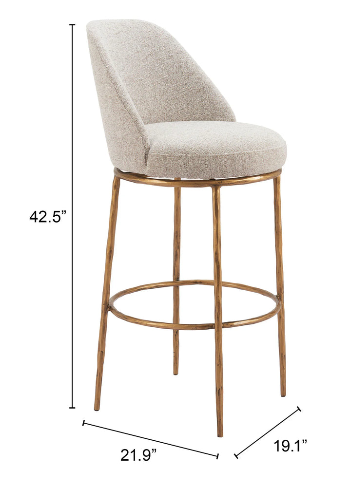 Nordhavn Swivel Barstool Beige & Gold - AmericanHomeFurniture