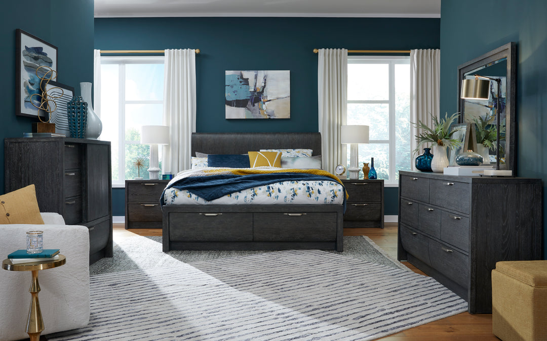 Kinsley Black Heron King Panel Storage Bed - B5890-64A