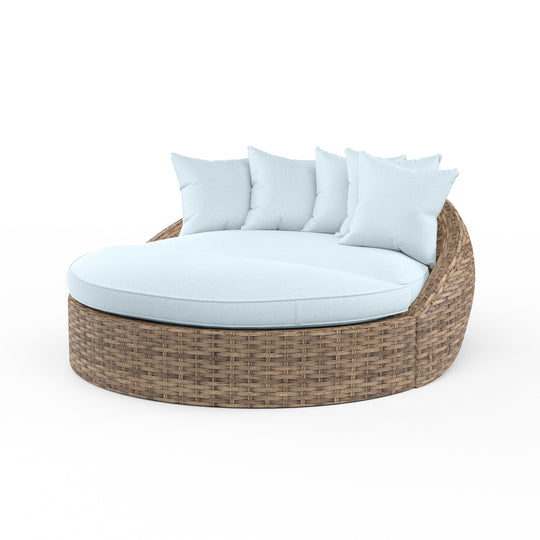 Havana Round Daybed in Canvas Skyline w/ Self Welt