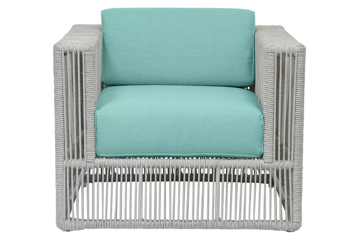 Miami Club Chair in Dupione Celeste w/ Self Welt