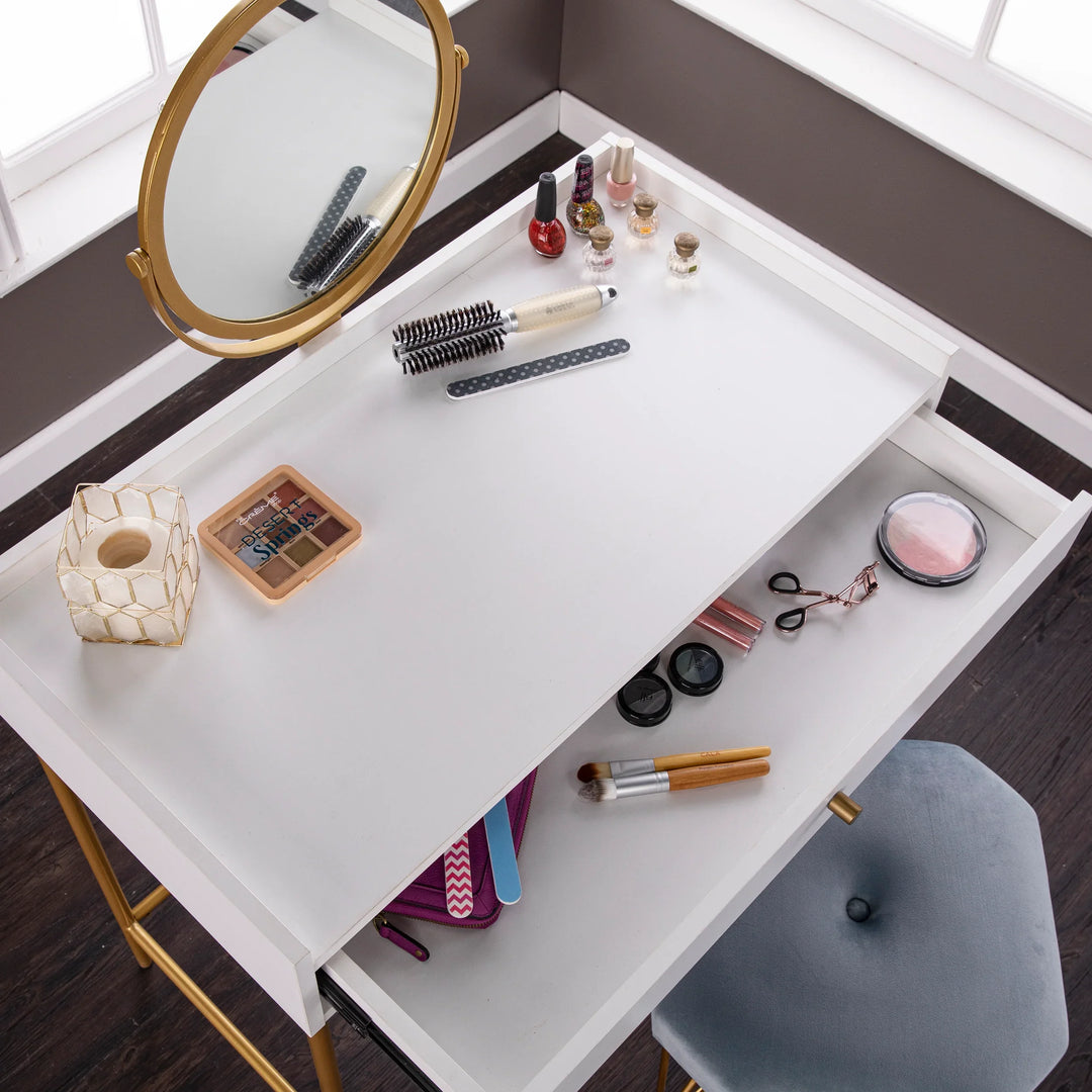 Derald Vanity Table w/ Mirror - AmericanHomeFurniture