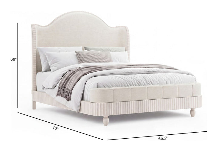 Vivienne Whisper White Queen Upholstered Panel Bed - BP448-170QN