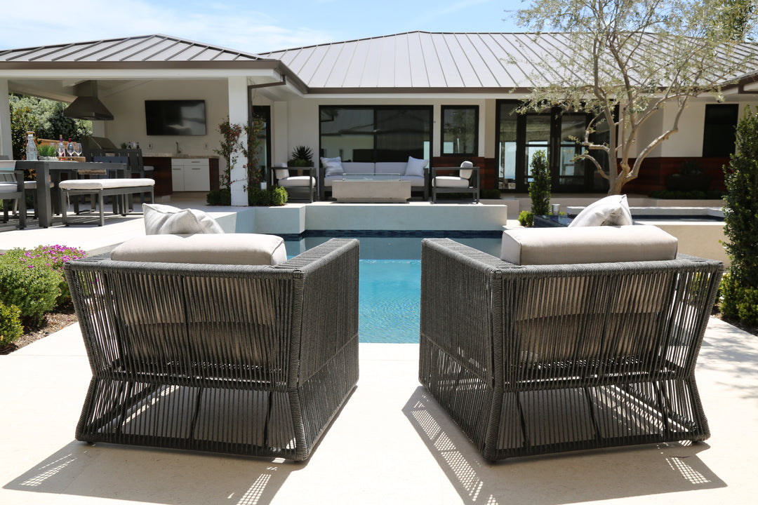 Milano Club Chair in Dupione Celeste w/ Self Welt