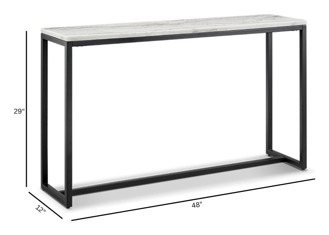 Torin White Marble And Matte Black Rectangular Sofa Table - T5759-73