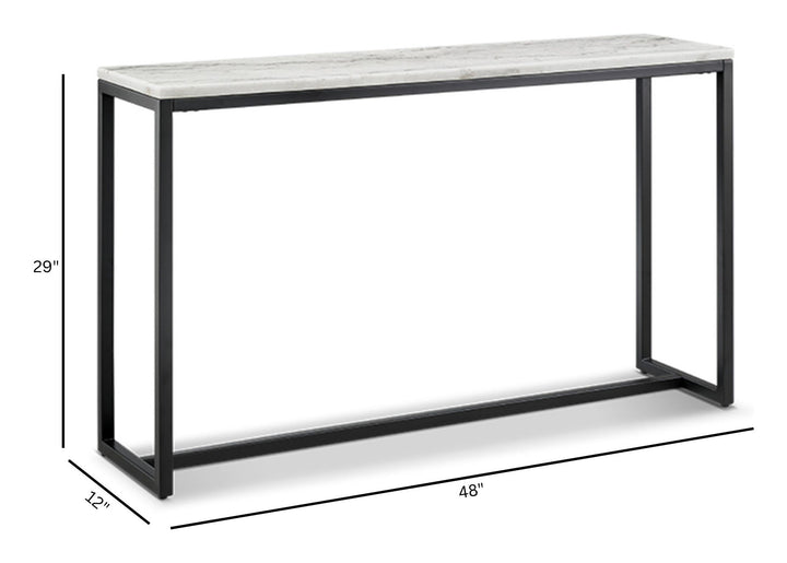 Torin White Marble And Matte Black Rectangular Sofa Table - T5759-73