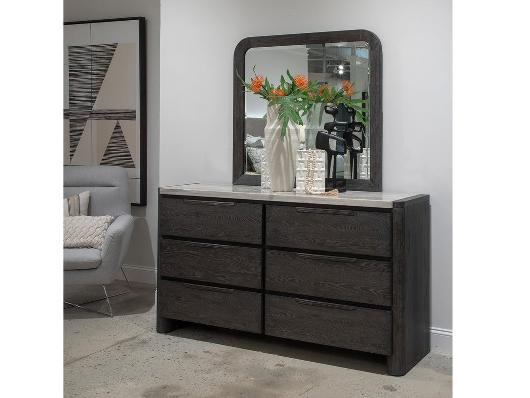 Keaton Black Double Drawer Dresser With Portrait Mirror - B6614-2242